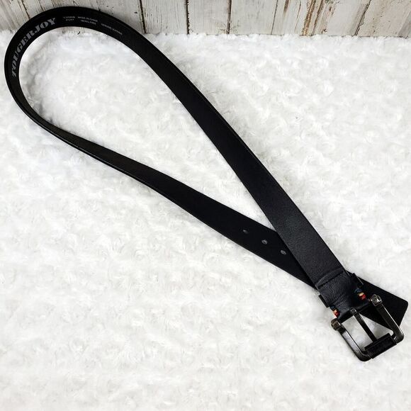 TOUGERJOY Leather Embroidered Belt Black Size 41 - Picture 7 of 9